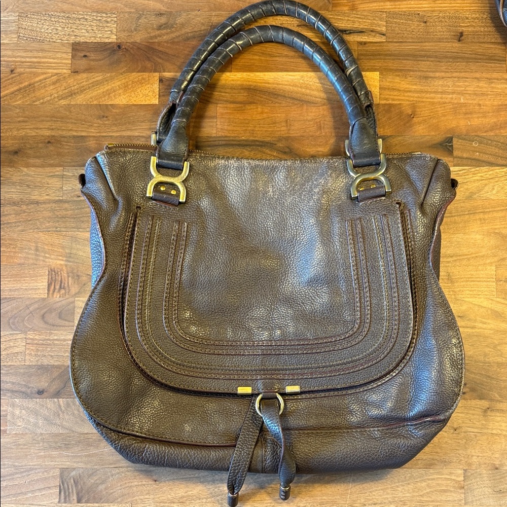 Chloe Marcie Elegant Brown Leather Large Handbag